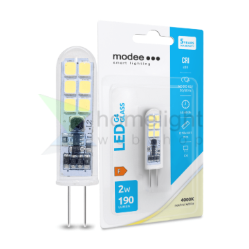Modee Lighting LED Izzó G4 Üveg AC-DC 12V 2W 4000K (190 lumen) ERP B1