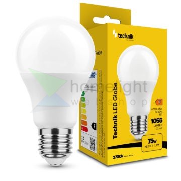 Technik LED Izzó Globe A60 11,1W E27 360° 2700K (1055 lumen) ERP