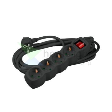Technik Elosztó 4 utas 1,5m kábellel 1,5mm2 rézkábel + kapcsoló (fekete) 16A