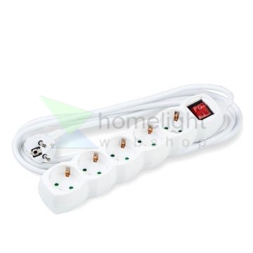 Technik Elosztó 5 utas 3m kábellel 1,5mm2 rézkábel + kapcsoló (fehér) 16A