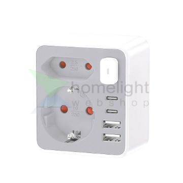 Technik Professional WG Elosztó Fali 2 utas + 2 x USB-C + 2 x USB-A + kapcsoló