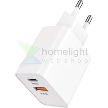 Technik Hálózati Adapter USB A+C  (fast charger) 20W Fehér