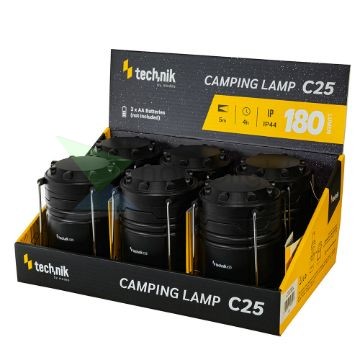 Technik Kempinglámpa C25 (3xAA/nem tartozék) COB IP44 (180 lumen) 6db/display