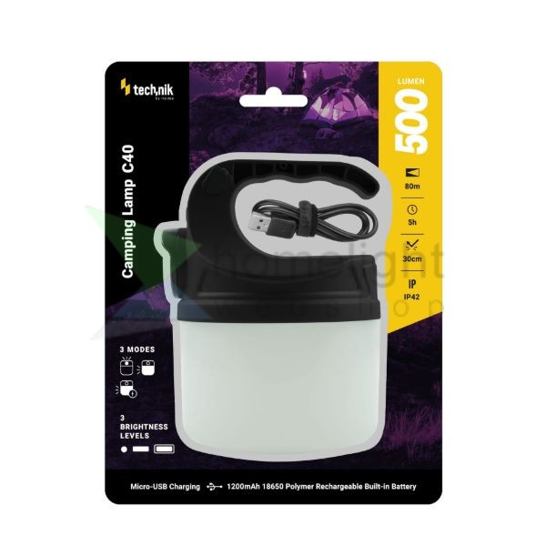 Technik Kempinglámpa C40 (akkumulátoros) LM/XPE LED + micro USB (350 lumen)