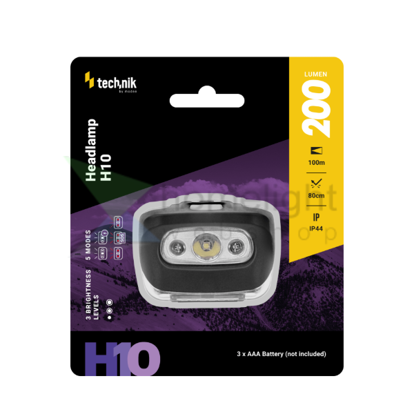 Technik Fejlámpa H10 (3xAAA) LED + piros fény (200 lumen)