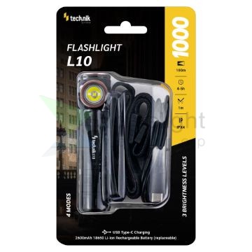 Technik Elemlámpa L10 (+1x18650 2600mAh) SST25 + USB-C (1000 lumen)