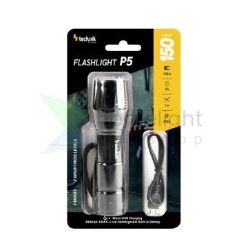 Technik Elemlámpa P5 (akkumulátoros) XPE LED + micro USB  (150 lumen)