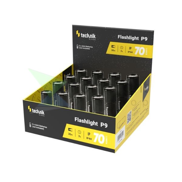 Technik Elemlámpa P9 (3xAAA/nem tartozék) 9LED (70 lumen) 16db/display